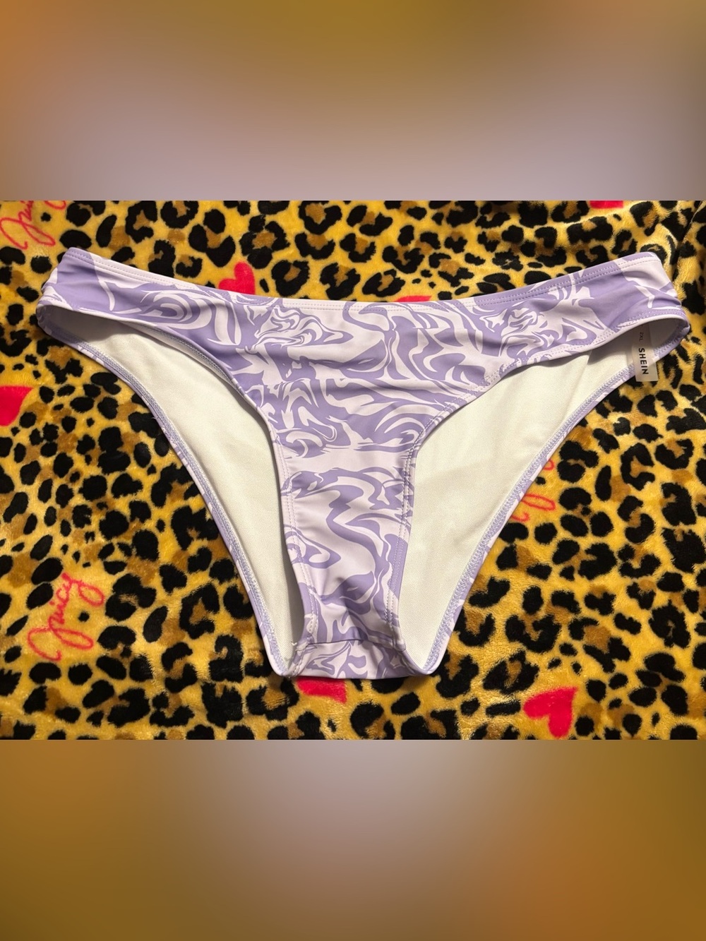 SHEIN Lilac Marble Low-Rise Bikini Bottom